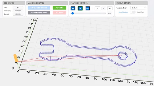Wrench-shaped toolpath in the 3D preview