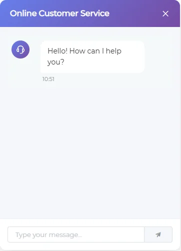 Online Customer Service chat window with a greeting and a message box