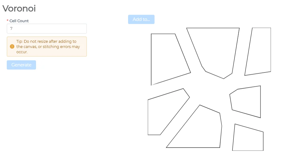 Voronoi generator with a cell count, showing irregular cell outlines