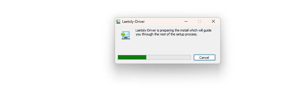 Windows installer window showing a progress bar while it prepares the installation