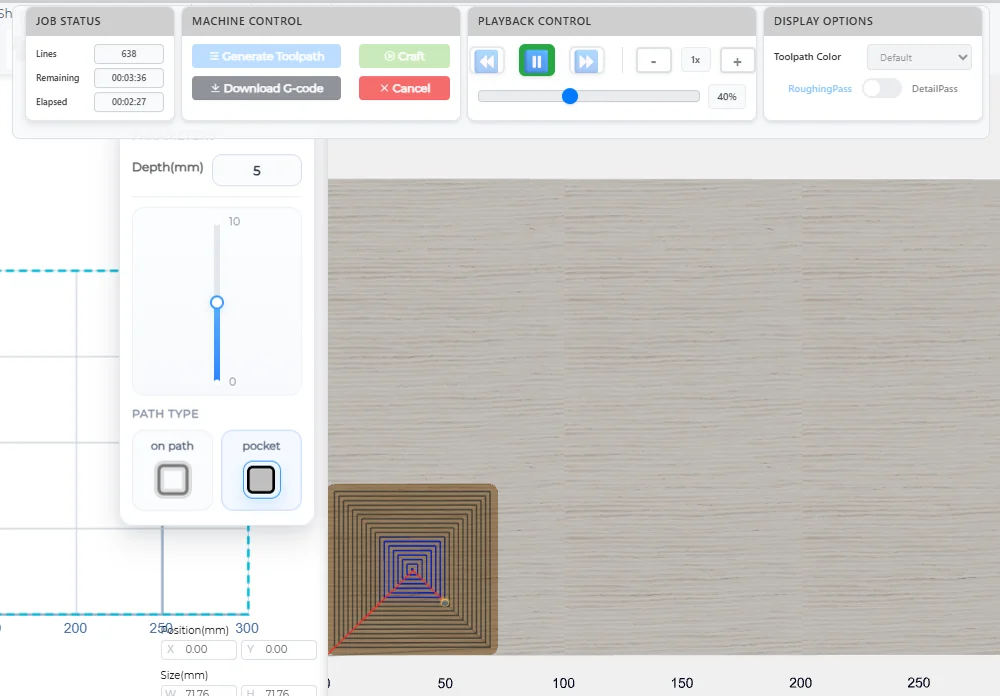 Real-time path: completed path in color and unfinished path in gray